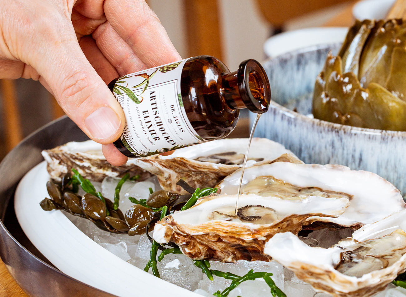 Dr. Jaglas Artischocken Elixier perfekt zu Muscheln