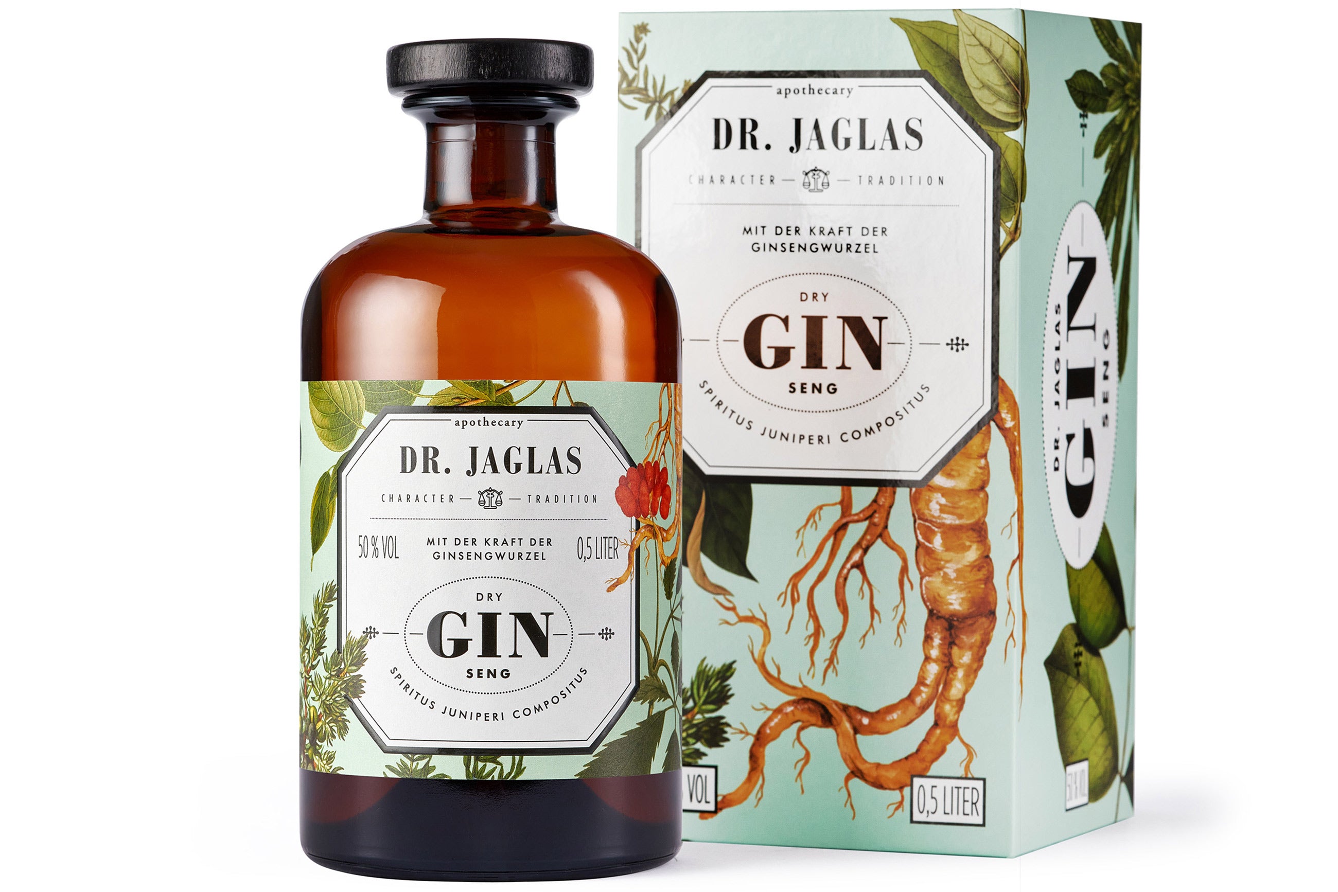 Dry Ginseng Gin mit Verpackung