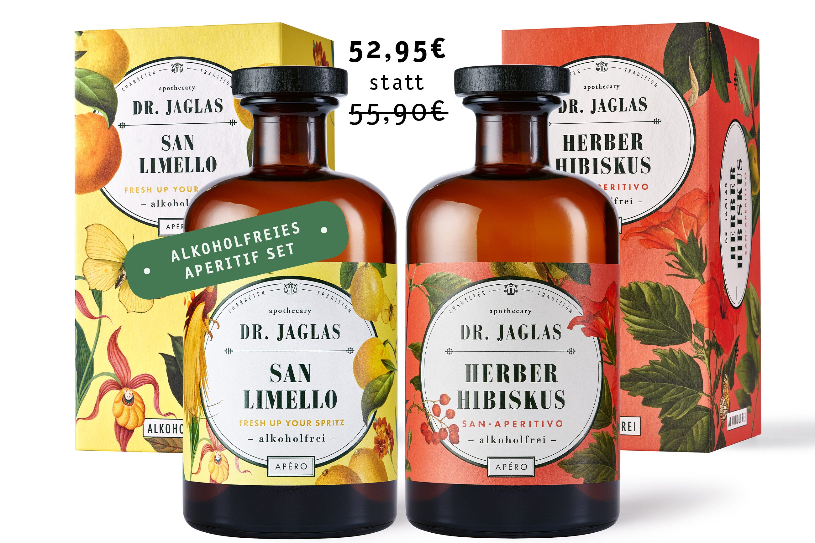 Zwei Flaschen dr-jaglas San Limello, ideal für einen spritzigen Limello Spritz, kosten jetzt 52,95€, statt 55,90€.